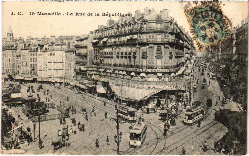 Carte postale ancienne Marseille Rue de la Republique à Marseille