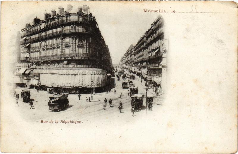 Carte postale ancienne Marseille Rue de la Republique à Marseille