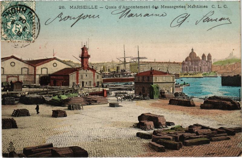 Carte postale ancienne Marseille Quai d'Appontement des Messageries Maritimes à Marseille