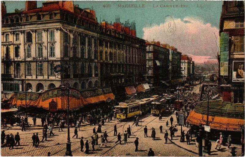 Carte postale ancienne Marseille la Cannebiere à Marseille