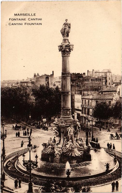Carte postale ancienne Marseille Fontaine Cantini à Marseille