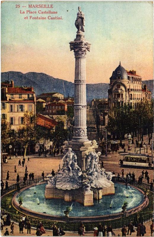 Carte postale ancienne Marseille Place Castellane à Marseille