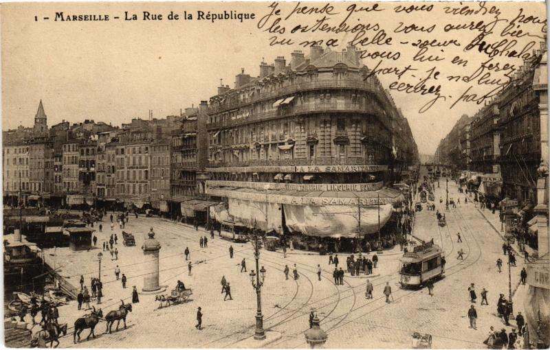 Carte postale ancienne Marseille Rue de la Republique à Marseille