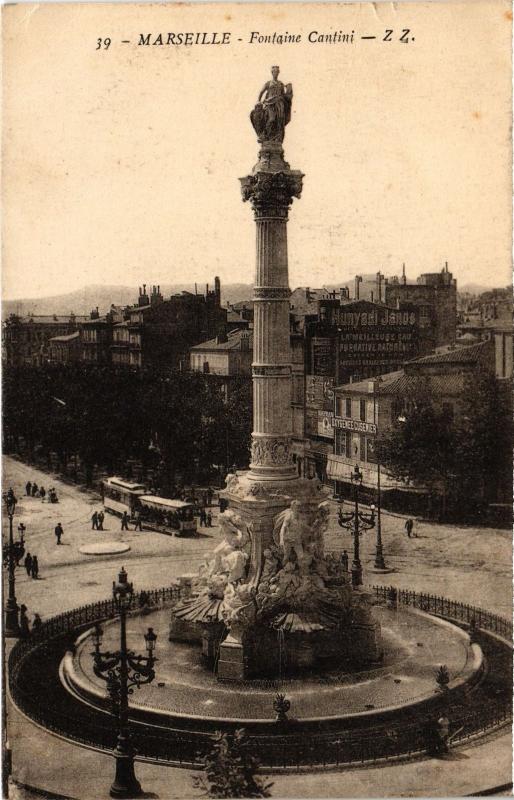 Carte postale ancienne Marseille Fontaine Cantini à Marseille