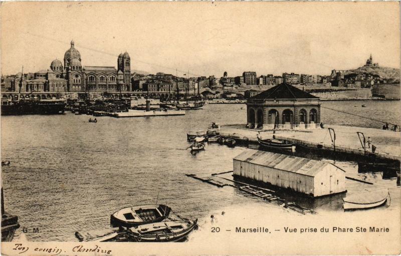 Carte postale ancienne Marseille vue prise du Phare Sainte-Marie à Marseille