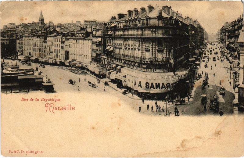 Carte postale ancienne Marseille Rue de la Republique à Marseille