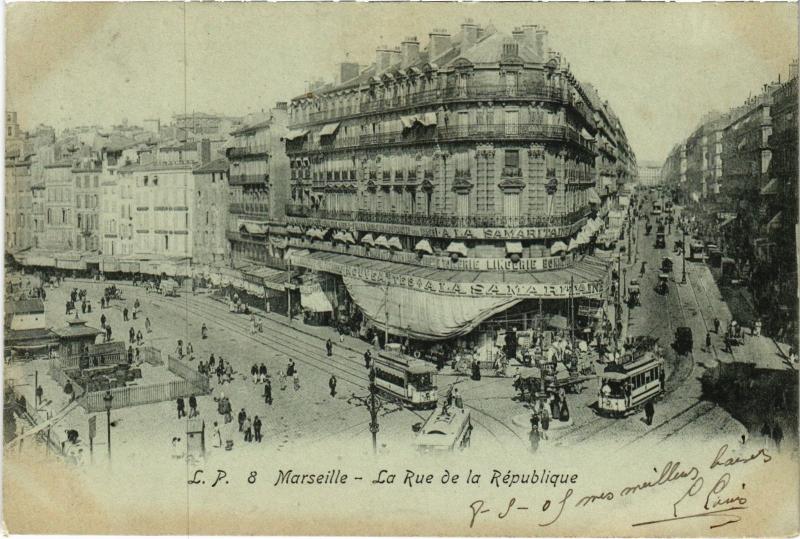 Carte postale ancienne Marseille Rue de la Republique à Marseille