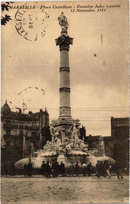 Carte postale ancienne Marseille Place Castellane à Marseille