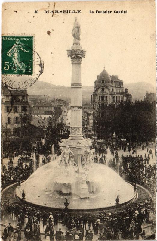 Carte postale ancienne Marseille Fontaine Cantini à Marseille