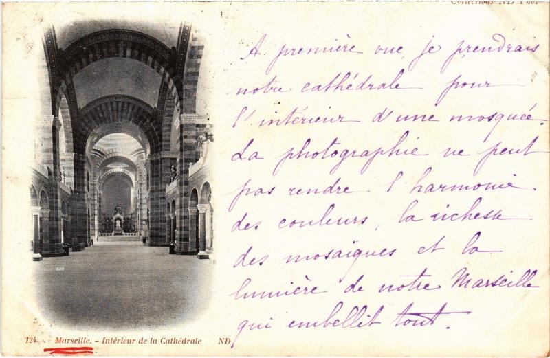 Carte postale ancienne Marseille interieur de la Cathedrale à Marseille