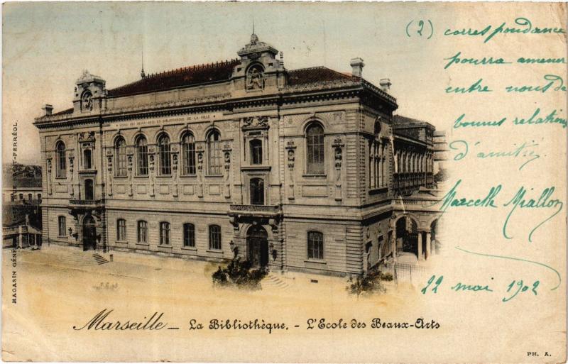 Carte postale ancienne Marseille La Bibliotheque à Marseille
