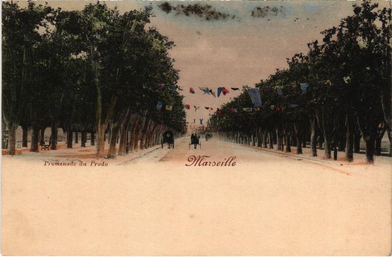 Carte postale ancienne Marseille promenade du Prado à Marseille