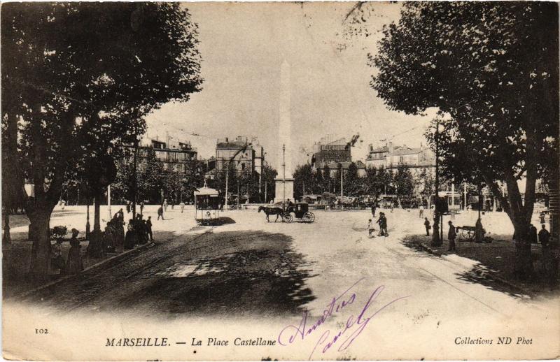Carte postale ancienne Marseille Place Castellane à Marseille