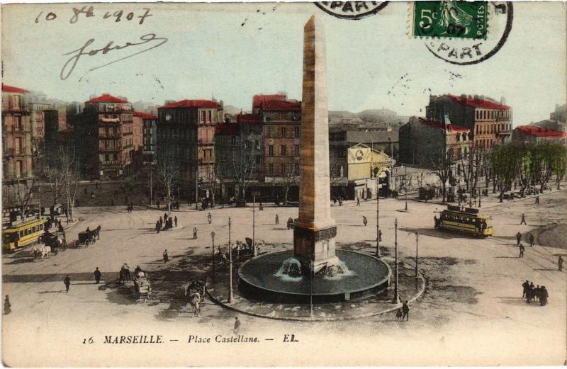 Carte postale ancienne Marseille Place Castellane à Marseille