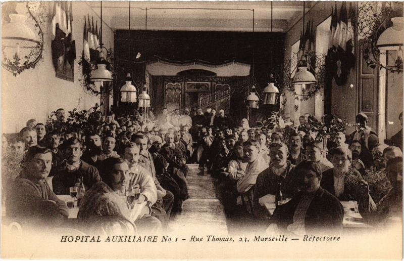 Carte postale ancienne Marseille Hopital Auxiliaire Refectoire à Marseille