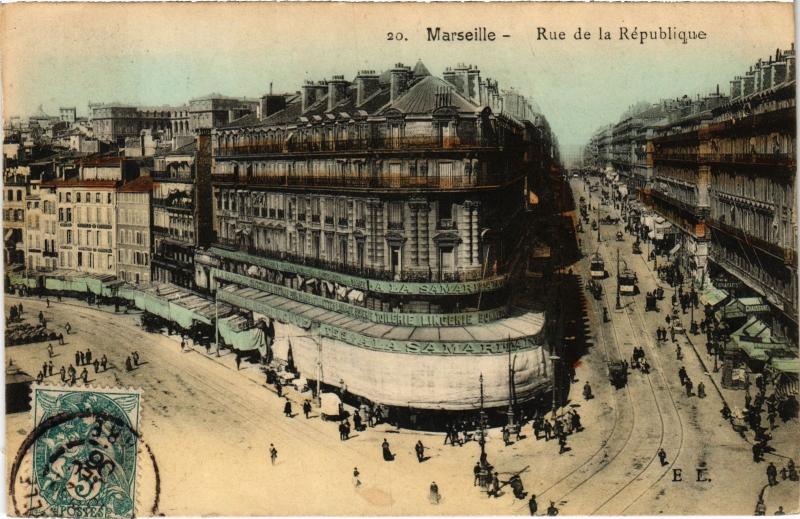 Carte postale ancienne Marseille Rue de la Republique à Marseille