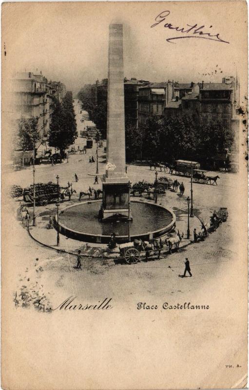 Carte postale ancienne Marseille Place Castellane à Marseille