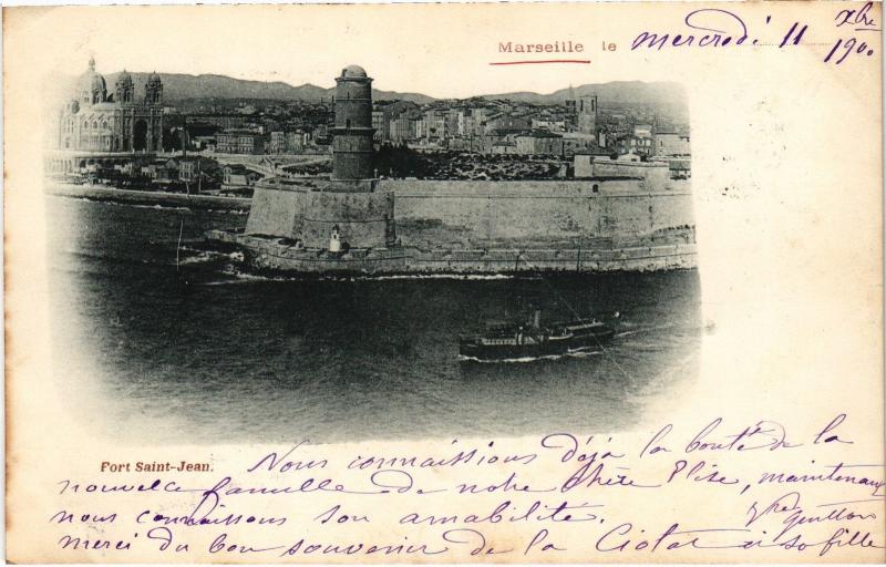 Carte postale ancienne Marseille Fort Saint-Jean à Marseille