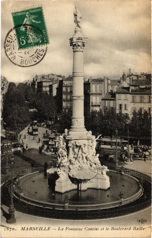 Carte postale ancienne Marseille Fontaine Cantini à Marseille