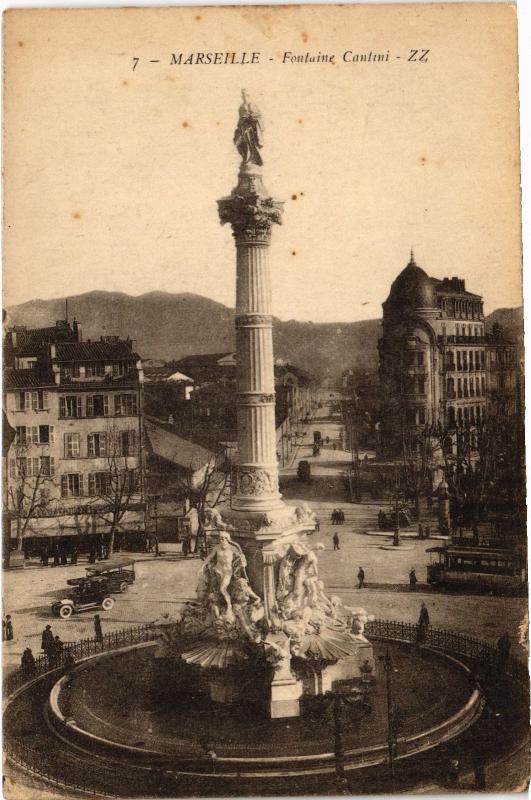 Carte postale ancienne Marseille Fontaine Cantini à Marseille