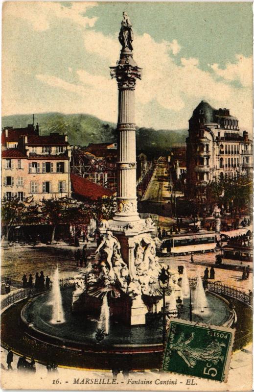 Carte postale ancienne Marseille Fontaine Cantini à Marseille