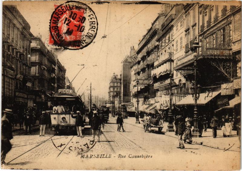Carte postale ancienne Marseille Rue Cannebiere à Marseille