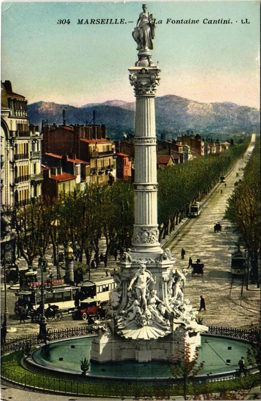 Carte postale ancienne Marseille Fontaine Cantini à Marseille
