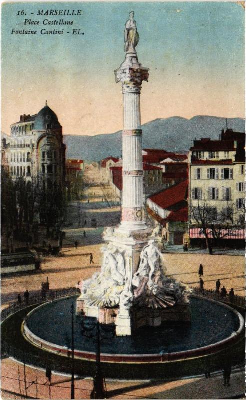 Carte postale ancienne Marseille Place Castellane à Marseille