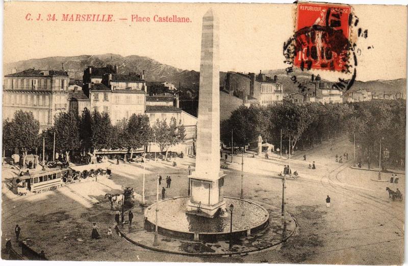 Carte postale ancienne Marseille Place Castellane à Marseille