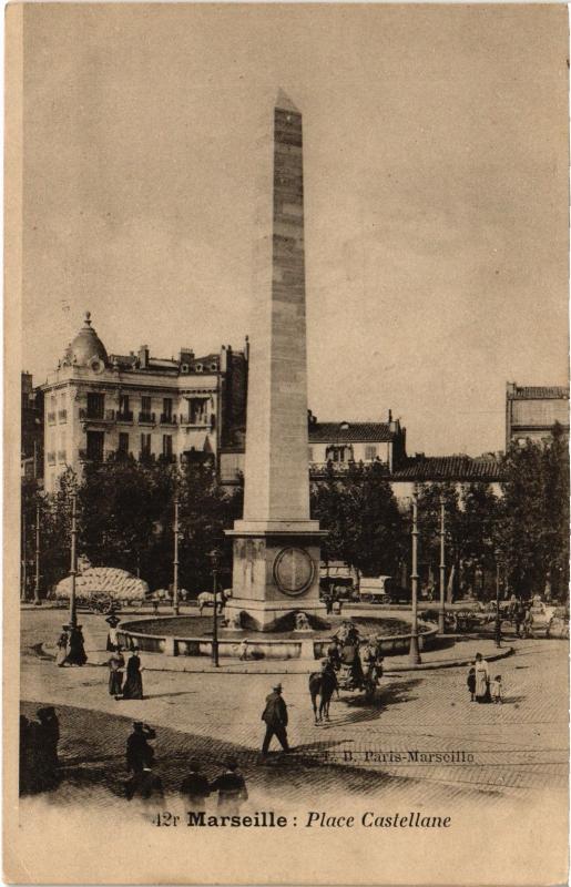 Carte postale ancienne Marseille Place Castellane à Marseille