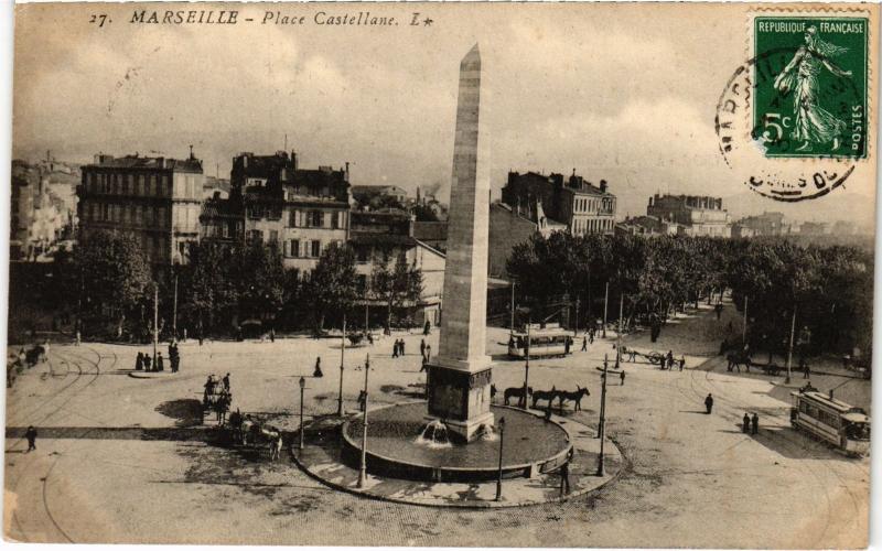 Carte postale ancienne Marseille Place Castellane à Marseille