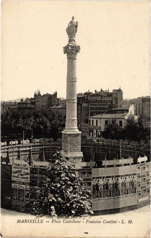 Carte postale ancienne Marseille Place Castellane à Marseille