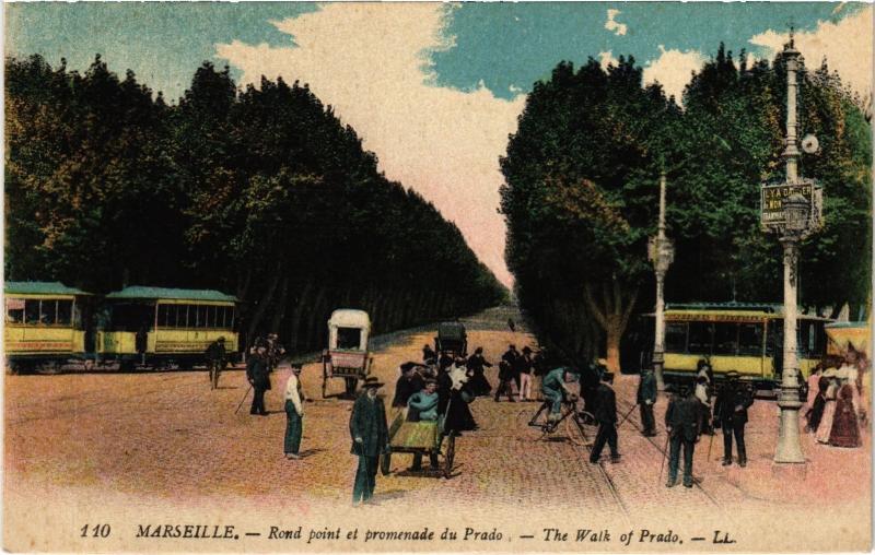 Carte postale ancienne Marseille Rond point et promenade du Prado à Marseille