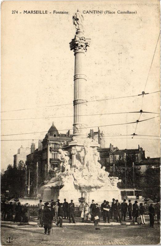 Carte postale ancienne Marseille Fontaine Cantini à Marseille