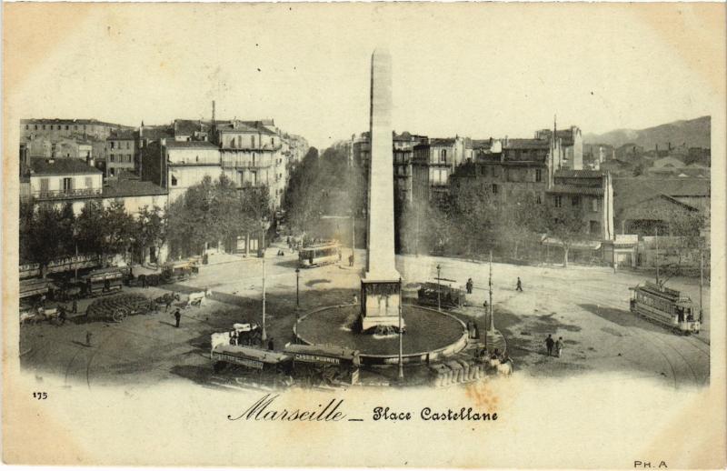 Carte postale ancienne Marseille Place Castellane à Marseille