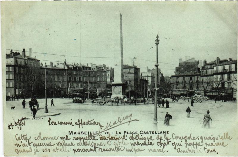 Carte postale ancienne Marseille Place Castellane à Marseille