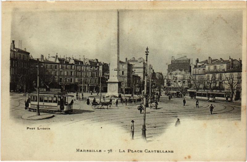 Carte postale ancienne Marseille Place Castellane à Marseille