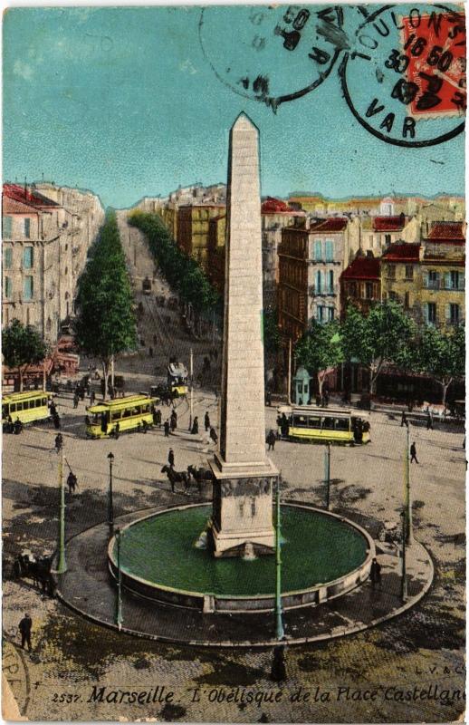 Carte postale ancienne Marseille Obelisque de la Place Castellane à Marseille