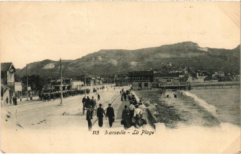 Carte postale ancienne Marseille la plage à Marseille