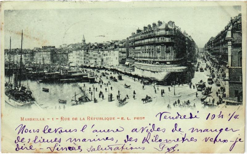 Carte postale ancienne Marseille Rue de la Republique à Marseille