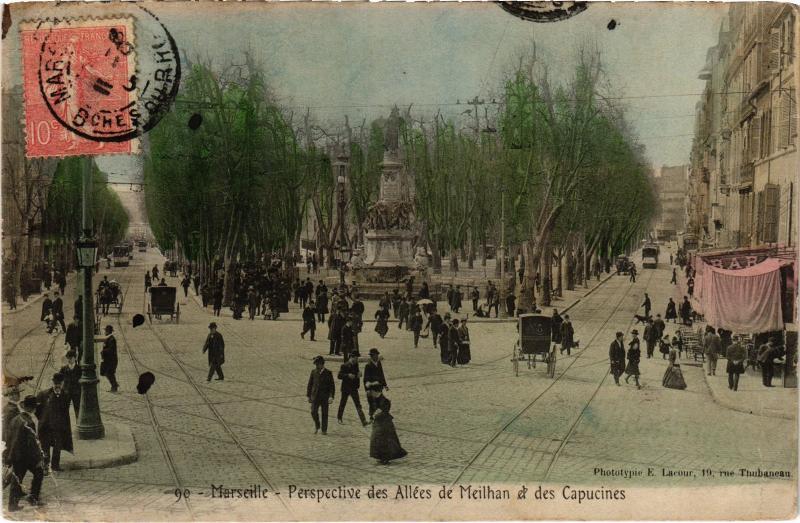 Carte postale ancienne Marseille Perspective des Allees de Meilhan à Marseille
