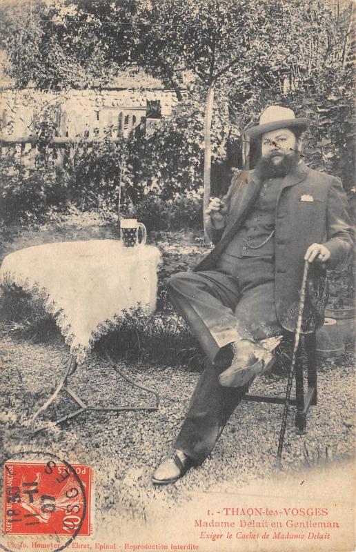 Carte postale ancienne Thaon Les Vosges - Femme A Barbe - Madame Delait En Gentlemen