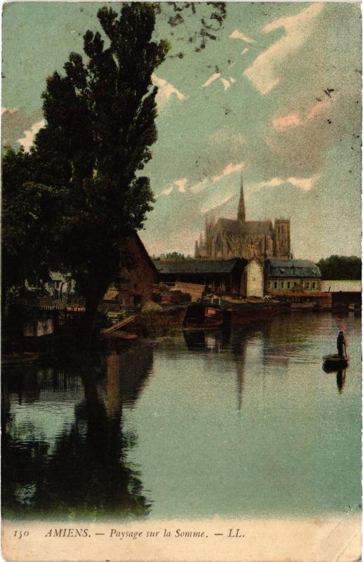 Carte postale ancienne Amiens Paysage sur la Somme à Amiens