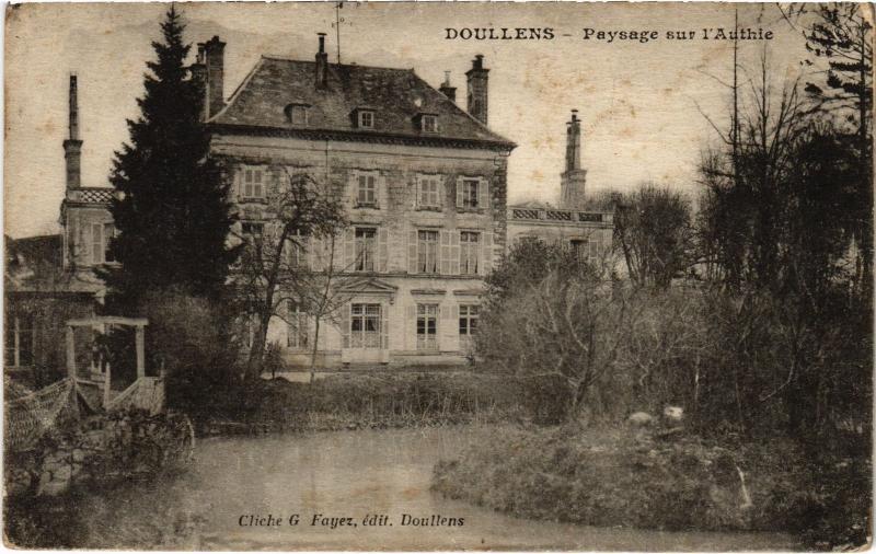 Carte postale ancienne Doullens Paysage sur l'Authie à Authie