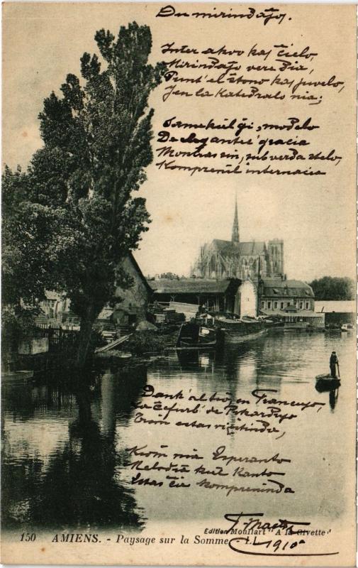Carte postale ancienne Amiens Paysage sur la Somme à Amiens