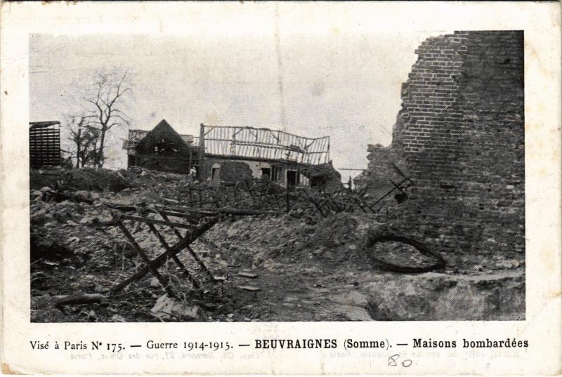 Carte postale ancienne Beauvraignes Maisons bombardees