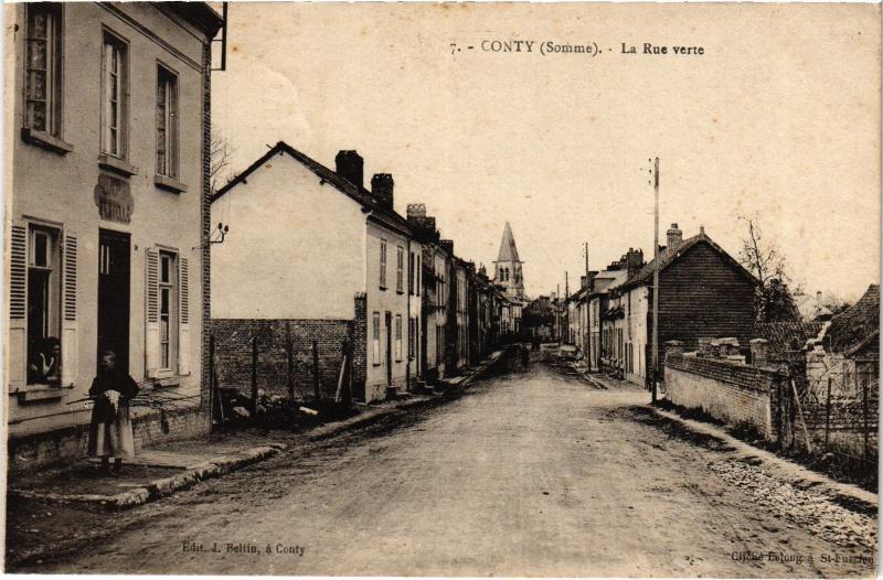 Carte postale ancienne Conty Rue Verte à Conty