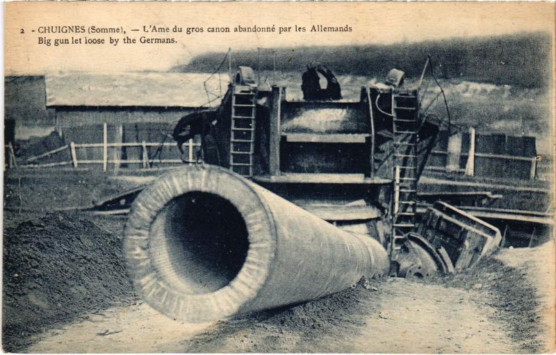 Carte postale ancienne Chuignes gros canon à Chuignes