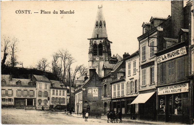 Carte postale ancienne Conty Place du Marche à Conty