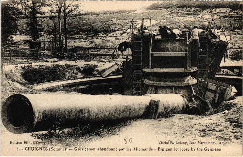 Carte postale ancienne Chuignes gros canon à Chuignes